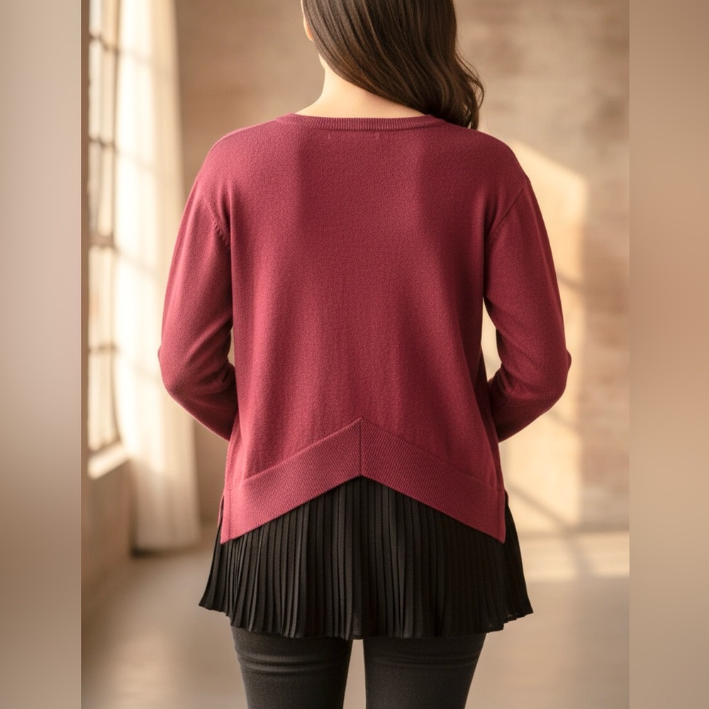 NEW Autumn Cashmere Garnet‎ Girls Sweater w/Pleated Back sz 10